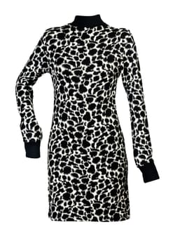 a woman's dress with spotted pattern on a white background