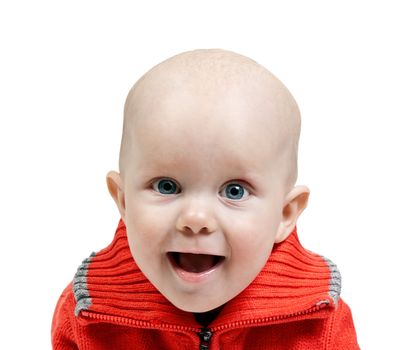 portrait of little boy in the studio isolated on white background