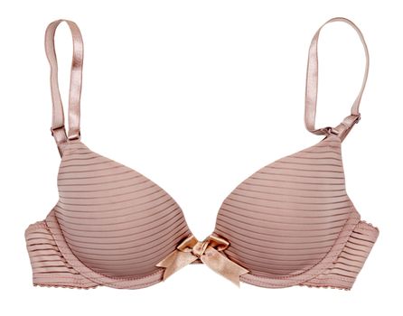 Beige striped bra isolated on a white background