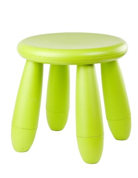 baby green plastic stool on a white background