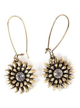 a pair of women's earrings with precious stone isolated on white background