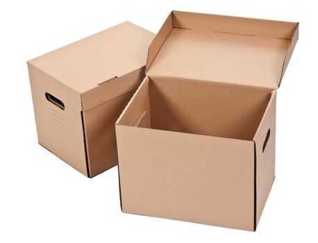 two cardboard box isolated on white background