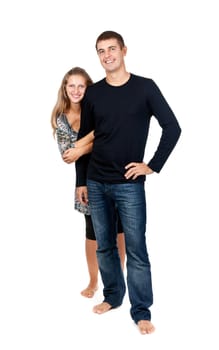 beautiful couple in the studio on a white background