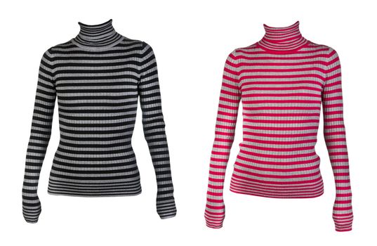 collage of the two female striped sweater isolated on white background
