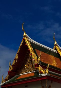 gable of Marble Temple in Bangkok Thailand ( Wat Benchamabapit)