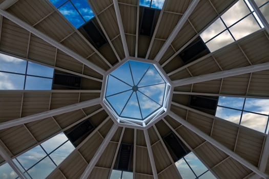 large steel ceiling in the supermarket