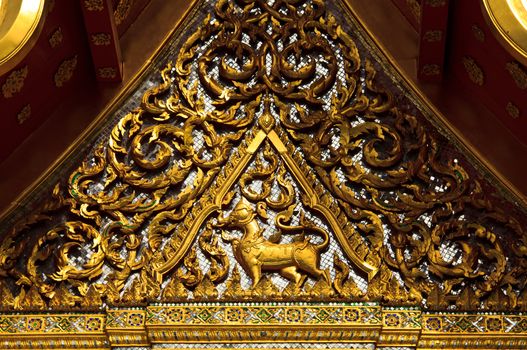 gable of Marble Temple in Bangkok Thailand ( Wat Benchamabapit)