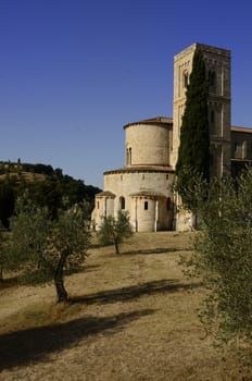 Sant Antimo Abbey near Montalcino in Tuscany, Italy