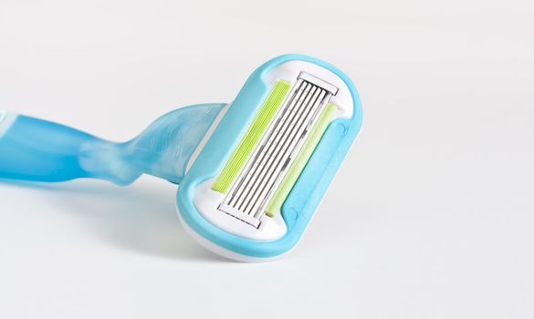 Close up photo of razor isolate on white background.