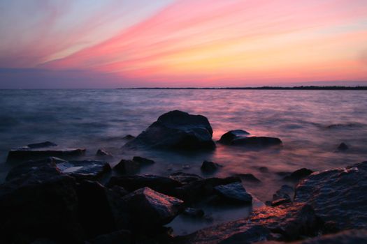 gold romantic sunset ocean water landscape