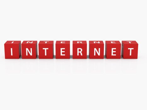 Internet letters in red blocks on white background.