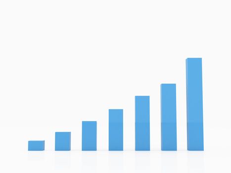 Blue business growthchart on white background.