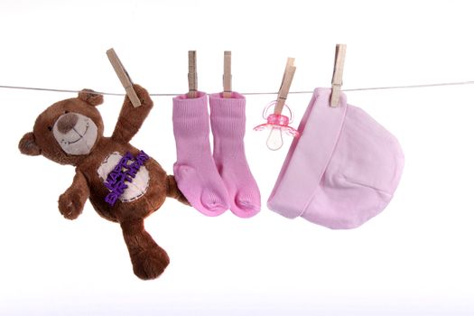 Baby clothes on a clothesline