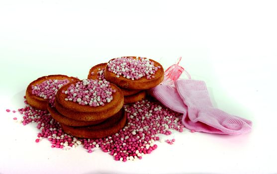 rusk with anis muisjes on a white background