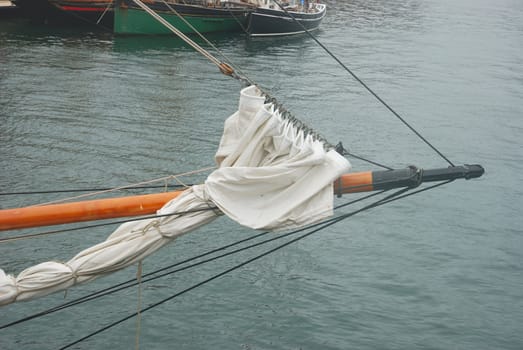  Closeup of a tall ship sailing vessel bow