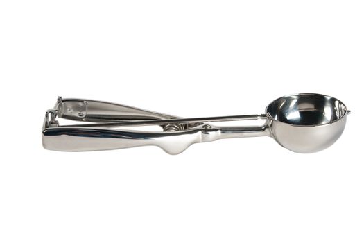 silver Ice cream scoop, spoon isolated on white 