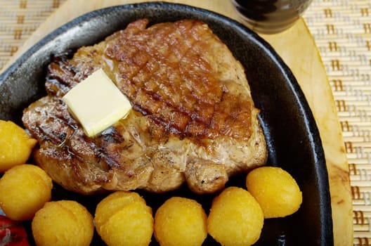 Japanese cuisine .Japanese pork Steak