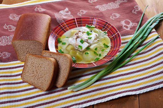 Ukha. Russian home  traditional fish soup.