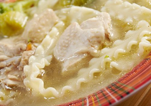 Chicken homemade  soup with noodle and vegetables