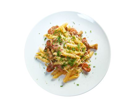  Italian Penne rigate pasta with sausage,perish