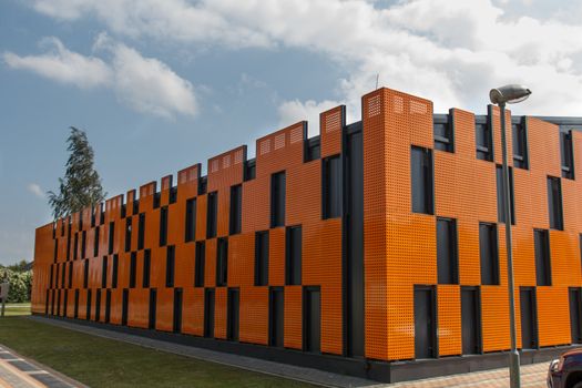 a new warehouse was built from colorful metal panels