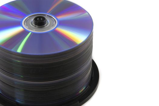 Colorful Reflected CD / DVD group on white background