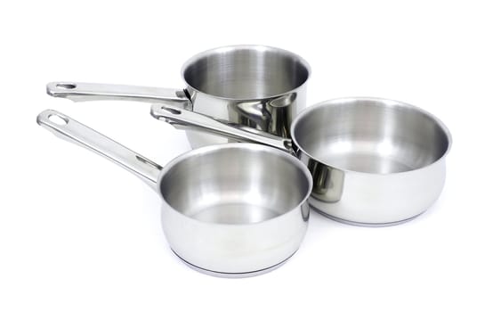 Ladles  made of stainless steel on a white background