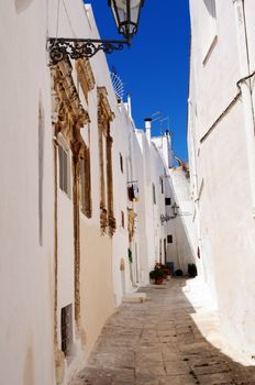 Ostuni lane in the Old Town (the White City), Puglia, Italy