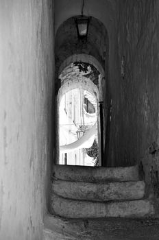 Ostuni lane with vaults in the Old Town (the White City), Puglia, Italy