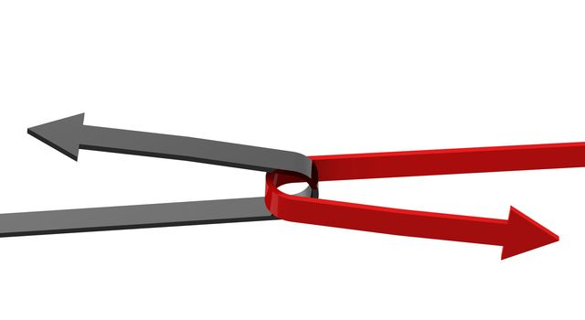 Red and grey arrows on a white background