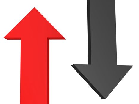 Red and grey arrows on a white background