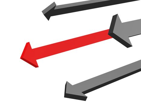 The red arrow above other grey arrows