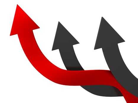 The red arrow above other grey arrows