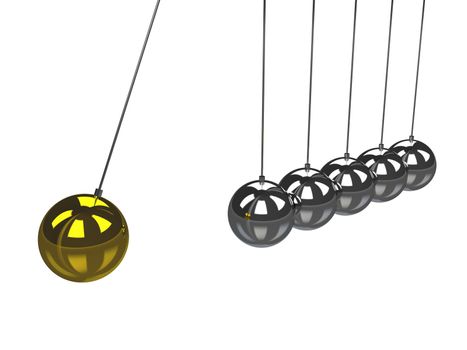 The metal balls on a white background