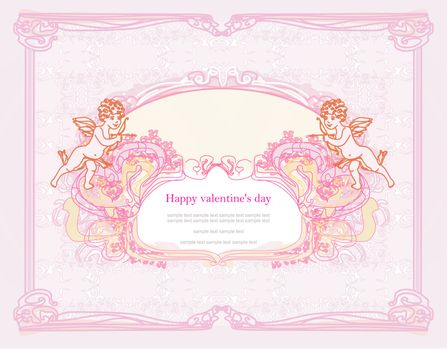 happy valentine's day card with cupid