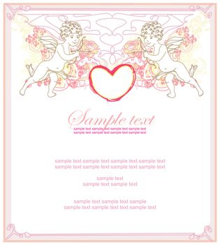 happy valentine's day card with cupid