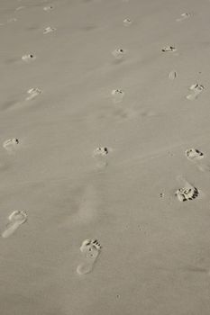 indecision with footprints in sand going back and forth