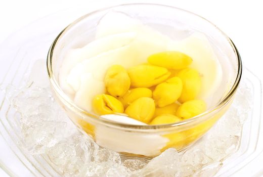 Traditional Thailand dessert-yellow Ginkgo nuts in sweet coconut water