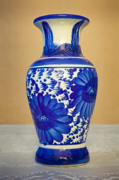 chinese antique vase on the table background