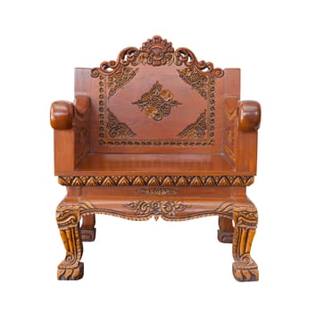 Antique carve wood armchair isolated on white background