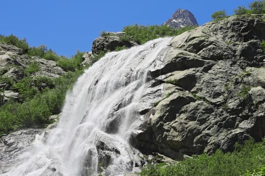 Alibek waterfall. Dombay mountains. The Northern Caucas