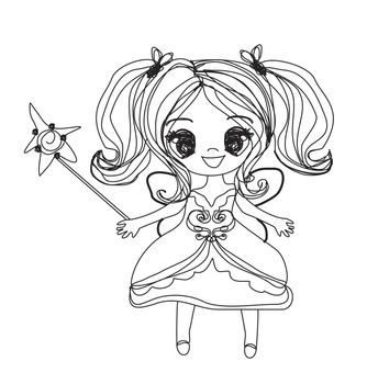 beautiful fairy - doodle vector graphic