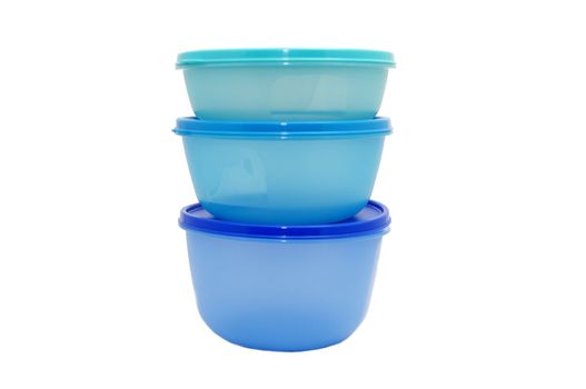 some blue boxes for food on a white background