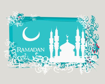 Ramadan background - mosque silhouette vector card