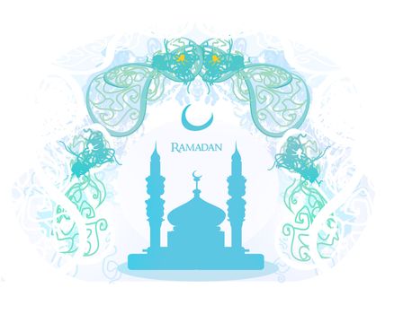 Ramadan background - mosque silhouette vector card