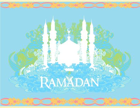 Ramadan background - mosque silhouette vector card