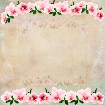 Vintage background with flowers and room for copy space        .
