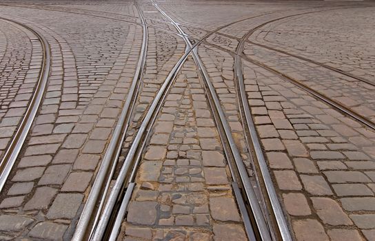 A crossroads in the center of the old Helsinki.