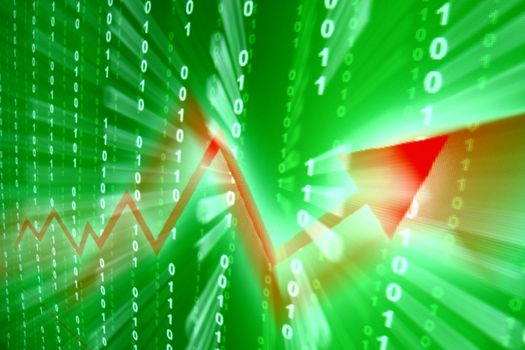 abstract investment growth ged graph on green