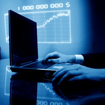 laptop finance work close up
